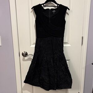 Adrianna Papell Black Textured Midi Dress